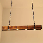 Lustra LED Vintage LV565/4, 12W, 3000K, Rustic Barn, Lemn si Metal, 100cm, Galben