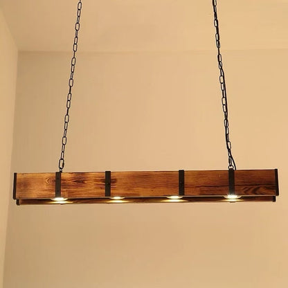 Lustra LED Vintage LV565/4, 12W, 3000K, Rustic Barn, Lemn si Metal, 100cm, Galben