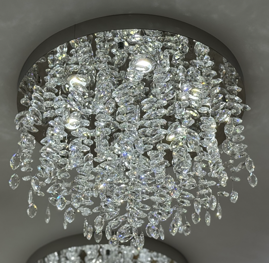 Candelabru LED Cristal LLC210/400CH Rotund, 22W, Lumina Rece/Calda/Neutra, Cristal, Crom Lucios