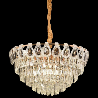 Candelabru Cristal CC5122/500GD 9xE14, Diametru 50cm, Auriu Lucios, Inaltime Reglabila