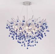 Candelabru Cristal CC335/400CH, 4x G9, Crom si Cristale Albastre, 40cm, Inaltime Reglabila