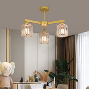 Lustra Clasica Moderna LC110/3GD cu Cristal,  3x E27, Auriu, Metal si Cristal
