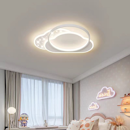 Lustra LED cu telecomanda NUVIA 71W, Nor, lumina Rece/Calda/Neutra, Dimabila, Alb