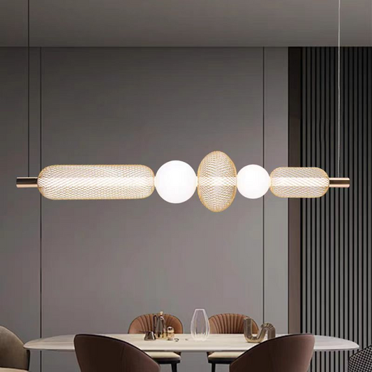 Lustra LED Suspendata LM551/5GD, 27W, Lumina 3000/4000/6000K, Auriu, Inaltime Reglabila