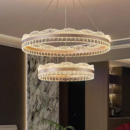 Lustra LED suspendata cu telecomanda NIVALIS, 126W, lumina Rece/Calda/Neutra, Dimabila,Inaltime Reglabila, Auriu