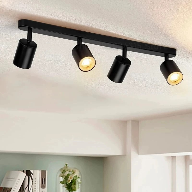 Lustra Clasica Moderna, LC500/4BK cu Proiector Liniar, 4XGU10, Metal, Negru, Becuri Neincluse