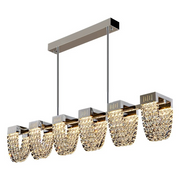 Lustra LED Suspendata, CC370/1200CH, Cristal si Metal, 30W, Telecomanda, Lumina Rece/Calda/Neutra 3000K/4000K/6000K, Iluminat Luxos