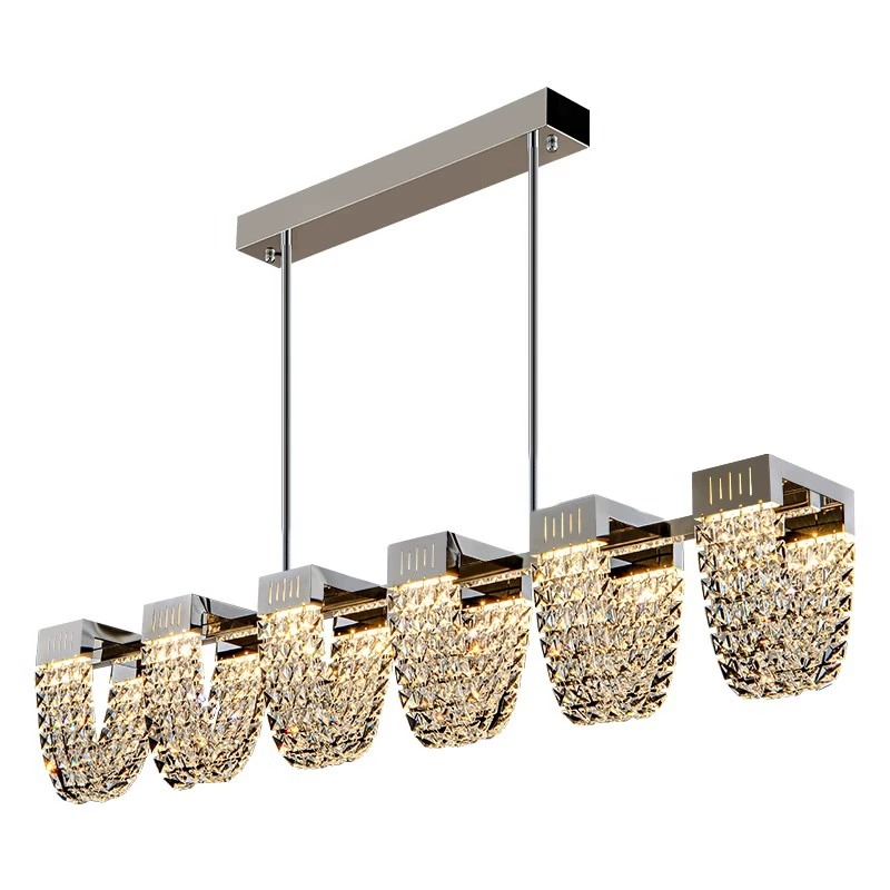 Lustra LED Suspendata, CC370/1200CH, Cristal si Metal, 30W, Telecomanda, Lumina Rece/Calda/Neutra 3000K/4000K/6000K, Iluminat Luxos