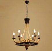 Lustra Suspendata Vintage, LV581/6BK, 6*E27, Maro, Metal si Sfoara