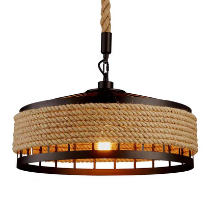 Lustra Vintage LV300/400BK, 1xE27, Rustic Barn, Sfoara si Metal, 40cm, Negru