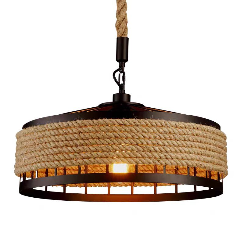 Lustra Vintage LV300/300BK, 1xE27, Rustic Barn, Sfoara si Metal, 30cm, Negru