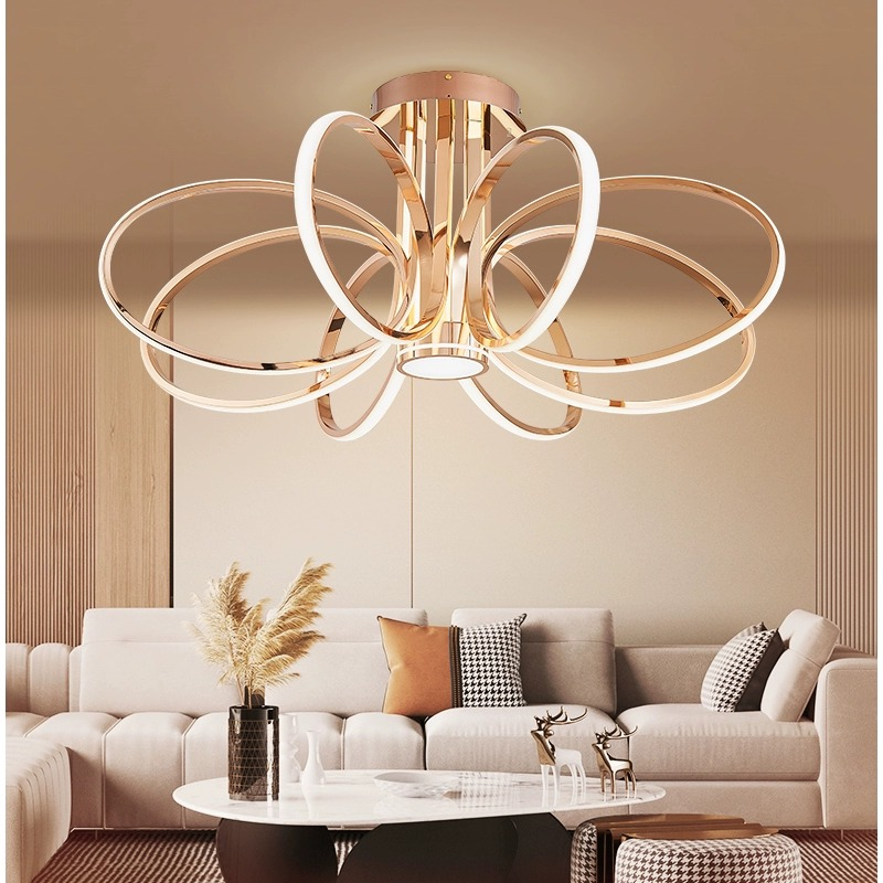 Lustra LED cu Telecomanda LT771/500GD, 25W, Lumina Calda/Rece/Neutra 3000K/4000K/6000K, Dimabila, Auriu, Metal si Silicon