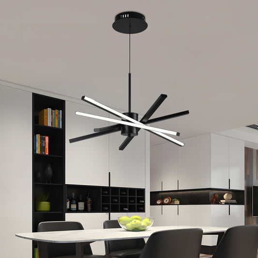 Lustra LED cu Telecomanda LT176/5BK, 69W, 5 Elemente, Lumina Rece/Clada/Neutra, Dimabila, Negru, Inaltime Reglabila