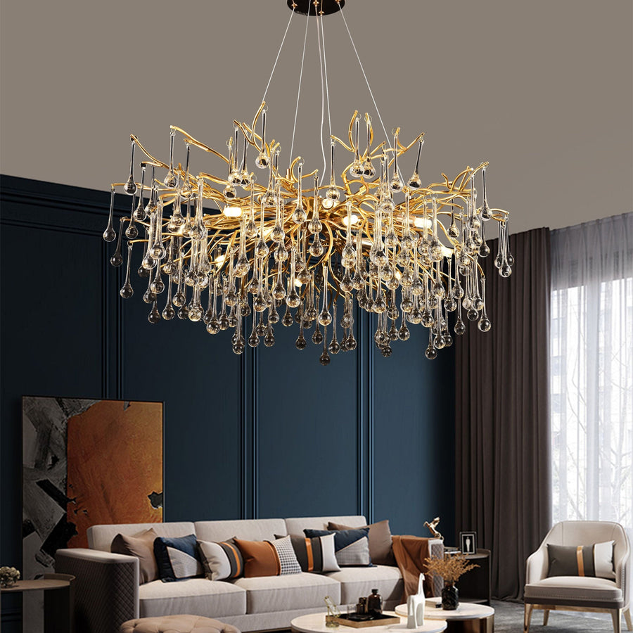 Candelabru Cristal NEBULA Magno, 9x G9, Auriu, 60cm