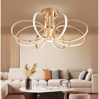 Lustra LED cu Telecomanda LT771/500GD, 25W, Lumina Calda/Rece/Neutra 3000K/4000K/6000K, Dimabila, Auriu, Metal si Silicon