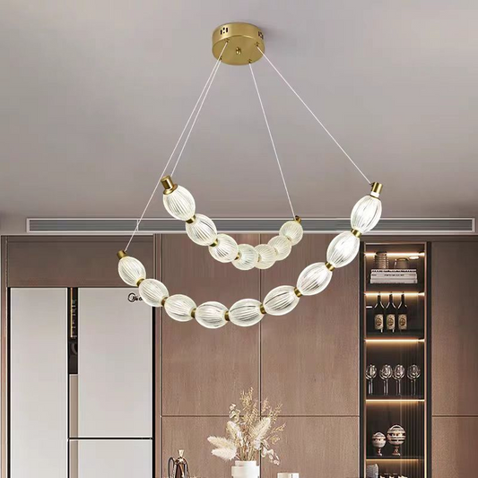 Lustra LED suspendata FAUSTO, 48W, lumina Rece/Calda/Neutra, Inaltime Reglabila, Auriu