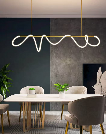 Lustra LED DIVINO Auriu 96W cu Tub Silicon Flexibil, 96W, 150cm – Lumina Reglabila 3000K/4000K/6000K