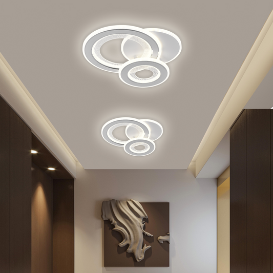 Lustra LED 53W, 3 Cercuri, lumina Rece/Calda/Neutra, Alb