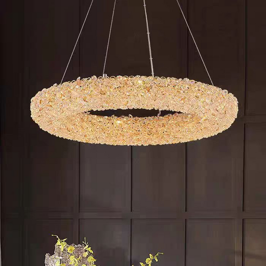Candelabru Cristal PRAGA Magno, 33W, Lumina Calda/Rece/Neutra, Diametru 55cm, Auriu, Inaltime Reglabila