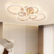 Lustra LED cu telecomanda BETTY 81W, 6 Cercuri, lumina Rece/Calda/Neutra, Dimabila, Auriu Lucios