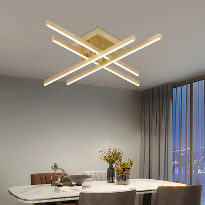 Lustra LED cu Telecomanda LINEX, 53W, Lumina 3000K/4000K/6000K, Dimabila, Auriu