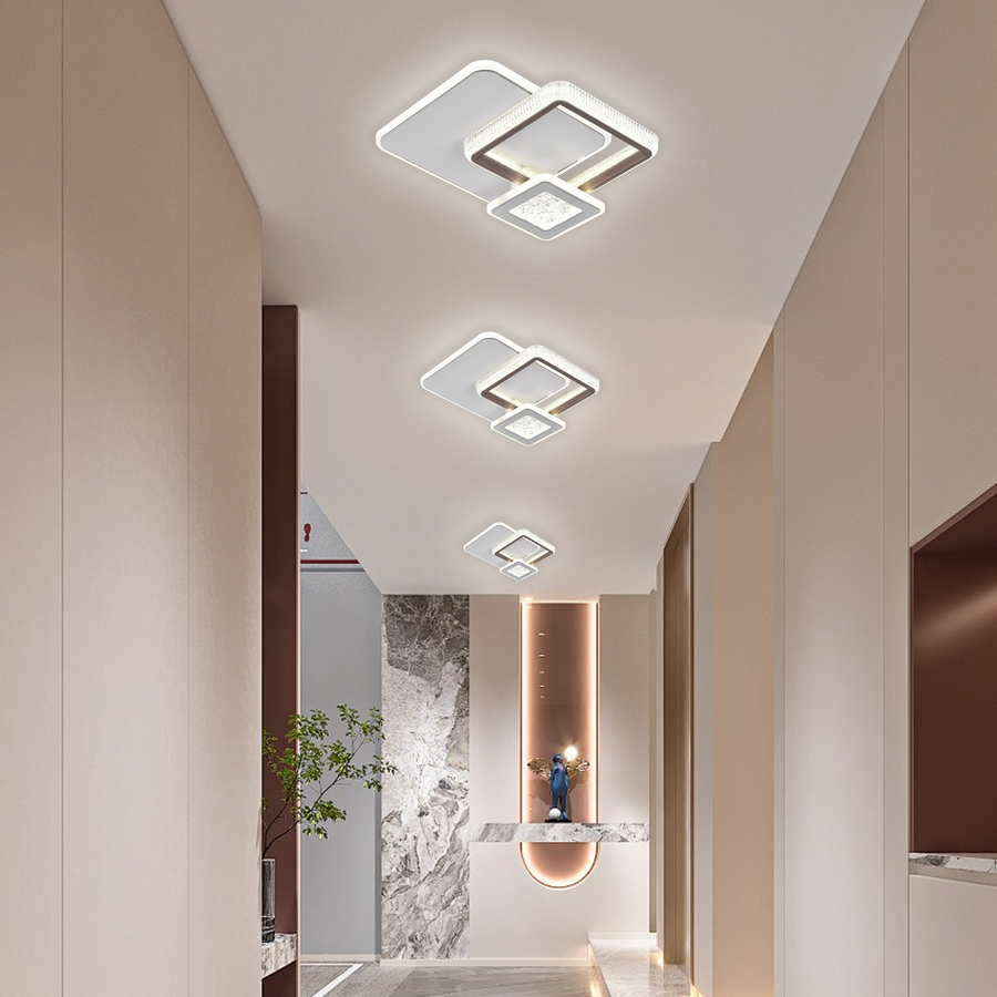 Lustra LED NYXORA  51W, 3 Patrate, lumina Rece/Calda/Neutra, Alb