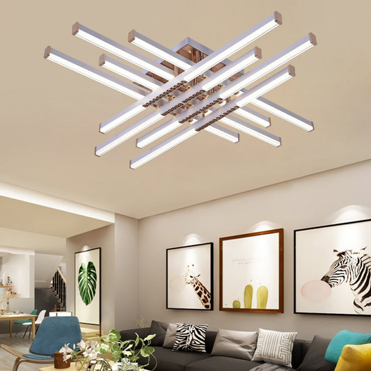 Lustra LED cu Telecomanda LT178/8WH, 98W, 8 Elemente, Lumina Rece/Clada/Neutra, Dimabila, Alb
