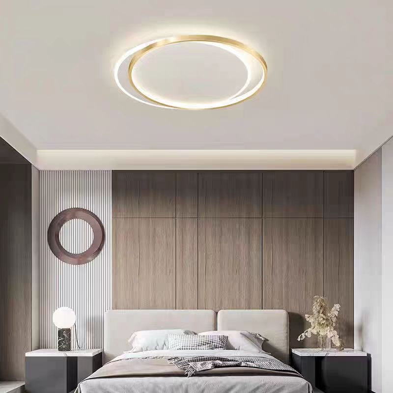 Lustra LED cu telecomanda SOLARA 51W, 2 Cercuri, lumina Rece/Calda/Neutra, Dimabila, Auriu Alb