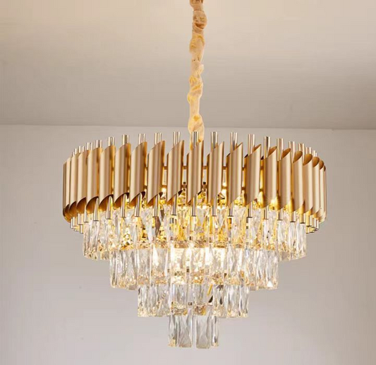 Candelabru Cristal VERSAILLES Magno 8x E14, Diametru 60cm, Auriu, Inaltime Reglabila