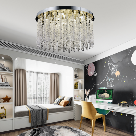 Candelabru LED Cristal LLC215/400WH Rotund, 22W, Lumina Rece/Calda/Neutra, Cristal, Auriu