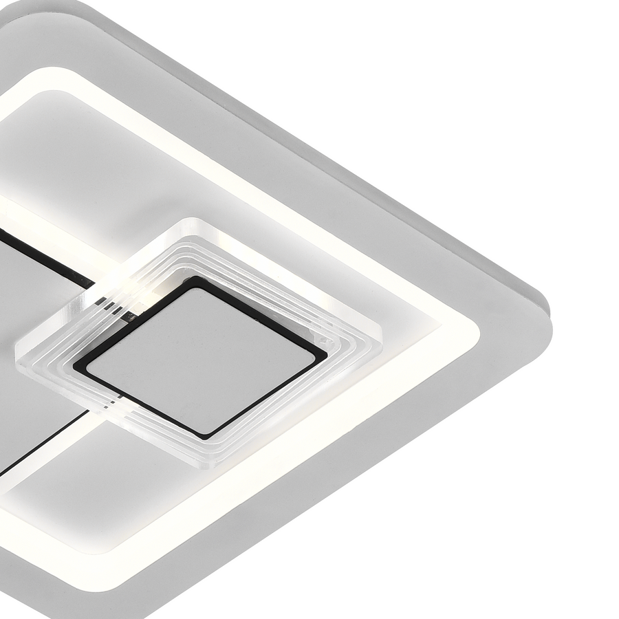 Lustra LED KEREN 33W, Patrata, lumina Rece/Calda/Neutra 3000K/4000K/6000K, Alb, Metal si Acril