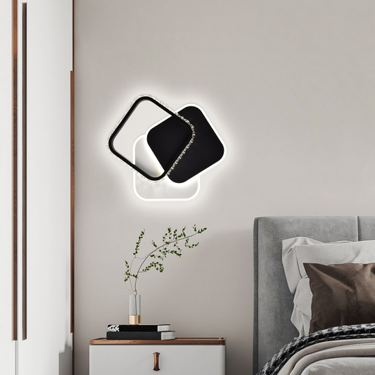 Lustra LED cu cristal  PRISMIQ 39W, 3 Patrate, lumina Rece/Calda/Neutra, Negru