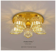 Lustra Clasica Moderna Sasha, LC117/5GD, 5x E27, Metal si Cristal, Auriu, Abajur