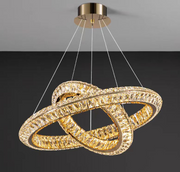 Lustra LED cu Telecomanda, LLC132/300GD, Cristal si Metal, 37W, 2 Cerc, Dimabila, 3000K/4000K/6000K, Iluminat Luxos
