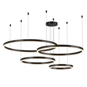 Lustra LED suspendata cu telecomanda LT813/4BK 41W, 4 Cercuri, lumina Rece/Calda/Neutra, Dimabila, Negru, Inaltime Reglabila