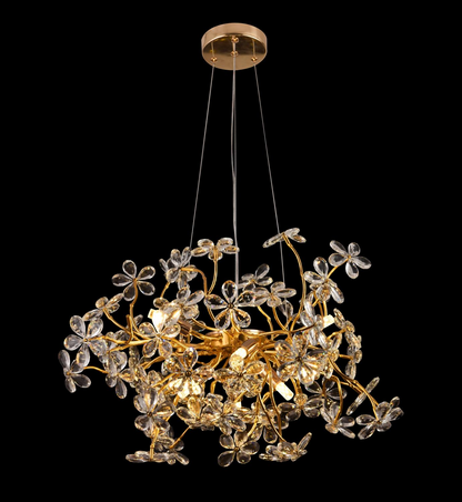 Candelabru Cristal CM325/800GD, 12xG9, Crom si Cristale , D75cm, Inaltime Reglabila