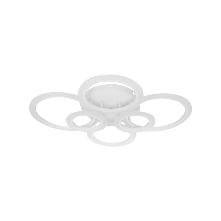 Lustra LED cu telecomanda BETTY 82W, 6 Cercuri, lumina Rece/Calda/Neutra, Dimabila, Alb