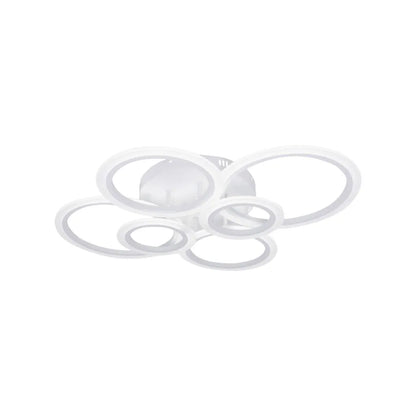 Lustra LED cu telecomanda BETTY 82W, 6 Cercuri, lumina Rece/Calda/Neutra, Dimabila, Alb