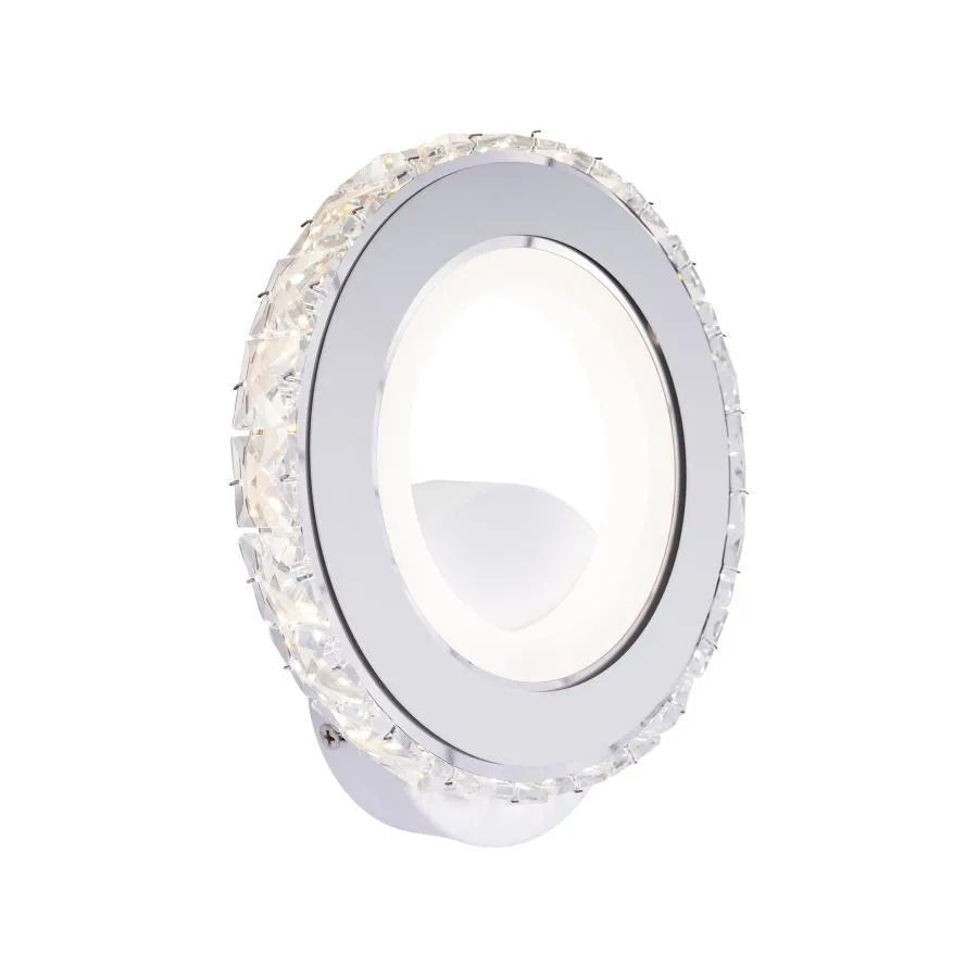 Aplica LED Borandis 16W, Alb cu Crom, Acril si Cristal , Lumina Rece/Calda/Neutra