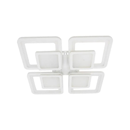 Lustra LED cu telecomanda SUSAN 96W, 4 Patrate, lumina Rece/Calda/Neutra, Dimabila, Alb