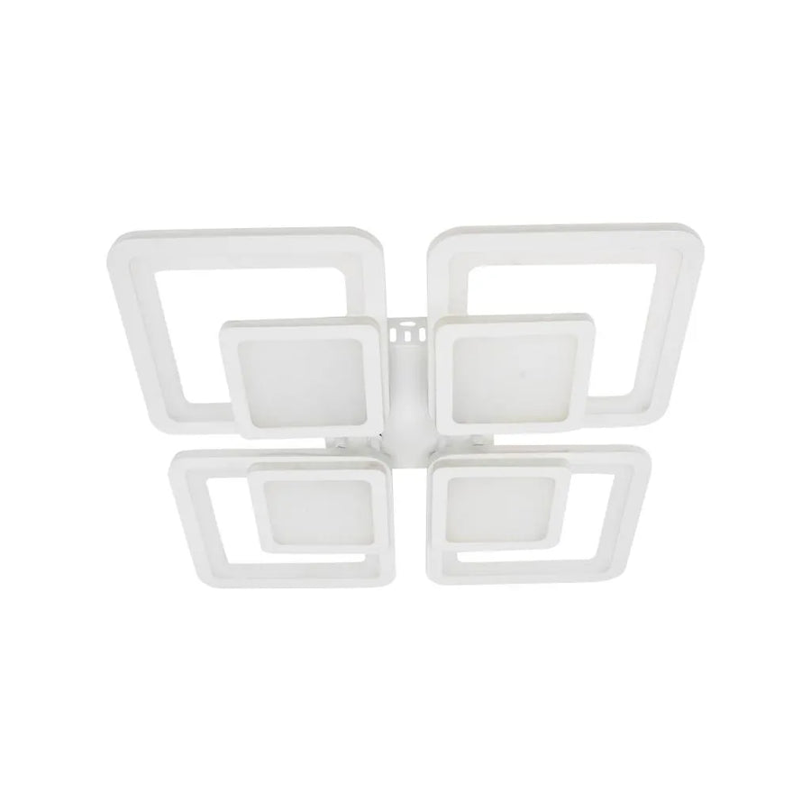 Lustra LED cu telecomanda SUSAN 96W, 4 Patrate, lumina Rece/Calda/Neutra, Dimabila, Alb