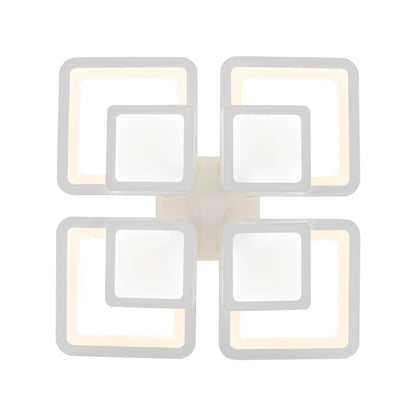 Lustra LED cu telecomanda SUSAN 96W, 4 Patrate, lumina Rece/Calda/Neutra, Dimabila, Alb