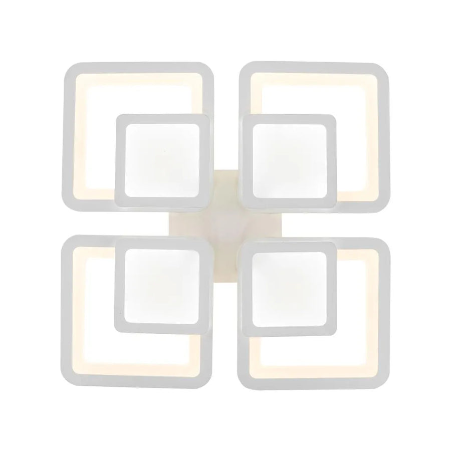 Lustra LED cu telecomanda SUSAN 96W, 4 Patrate, lumina Rece/Calda/Neutra, Dimabila, Alb