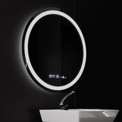 Oglinda LED Rotunda, Diametru 50cm, Celeste MotionGlow Marcello, Sistem Dezaburire, Ceas & Termometru, Dimabila, Lumina Calda Neutra Rece 3000K/4000K/6000K