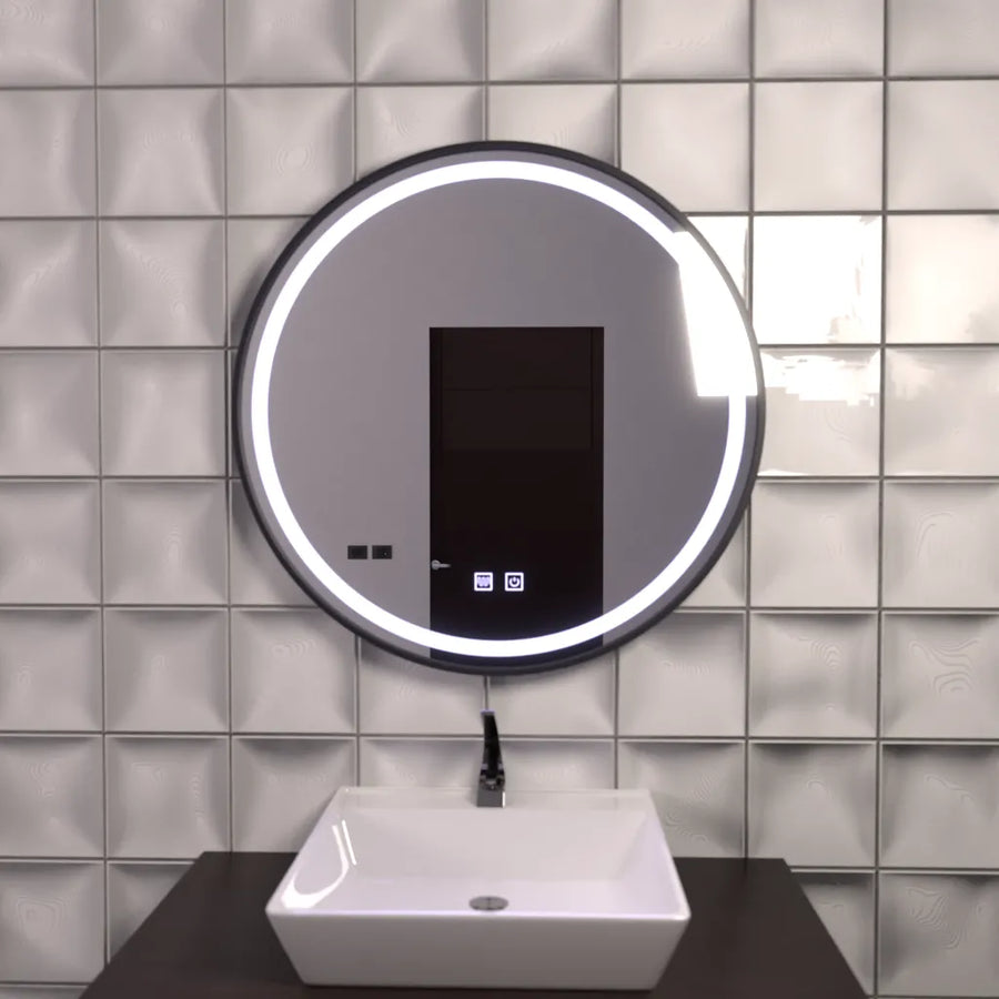Oglinda LED Rotunda 60cm, Lucea Touch, Sistem Dezaburire, Dimabila