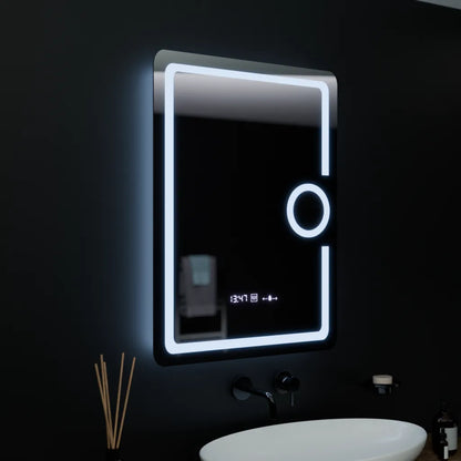 RESIGILAT [LUPA NECLARA] -Oglinda LED Rectangulara, 60x80cm, Eclat MotionGlow Marcello, Ceas & Termometru, Sistem Dezaburire, Lupa Cosmetica, Dimabila