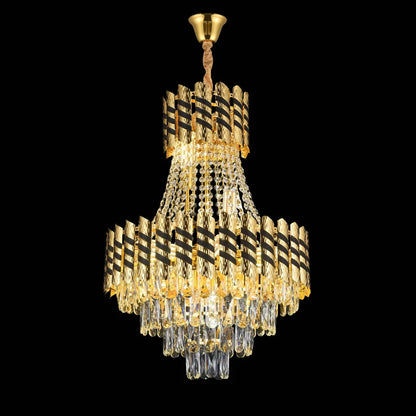 Candelabru Cristal 10XE14 Nardo Auriu Negru, 60 cm diametru, 75 cm inaltime