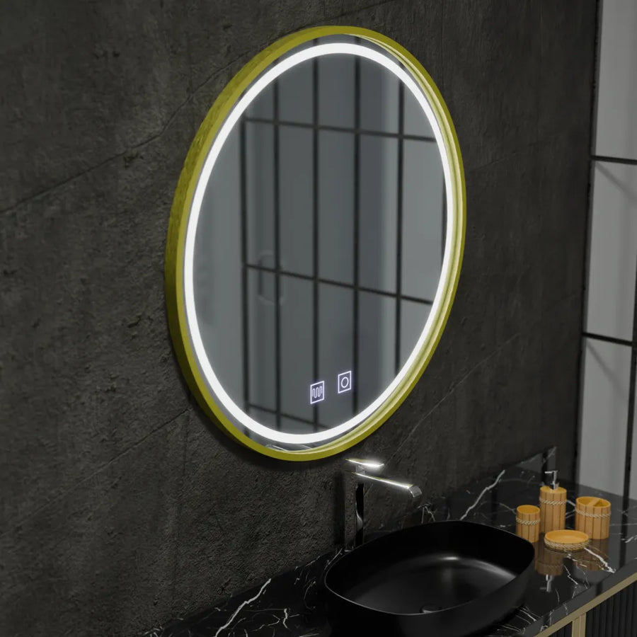 Oglinda LED Rotunda, 70cm, Glanz Touch, Sistem Dezaburire, Dimabila