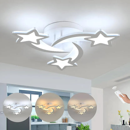 Lustra LED cu telecomanda IPOMOEA 51W, 3 Stele, lumina Rece/Calda/Neutra, Dimabila, Alb