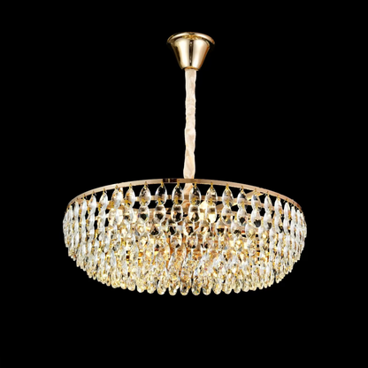 Candelabru Cristal CC1677/600GD, 12xE14, Auriu Lucios, Inaltime Reglabila, Metal si Cristal